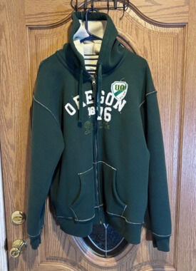 J. America Vintage Oregon Ducks 1876 Full Zip Hoodie Sweatshirt Sherpa Lined XL‎
